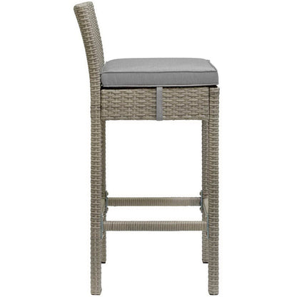 Conduit Outdoor Wicker Rattan Bar Stool - Light Gray Gray