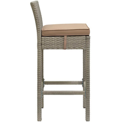Conduit Outdoor Wicker Rattan Bar Stool - Light Gray Mocha