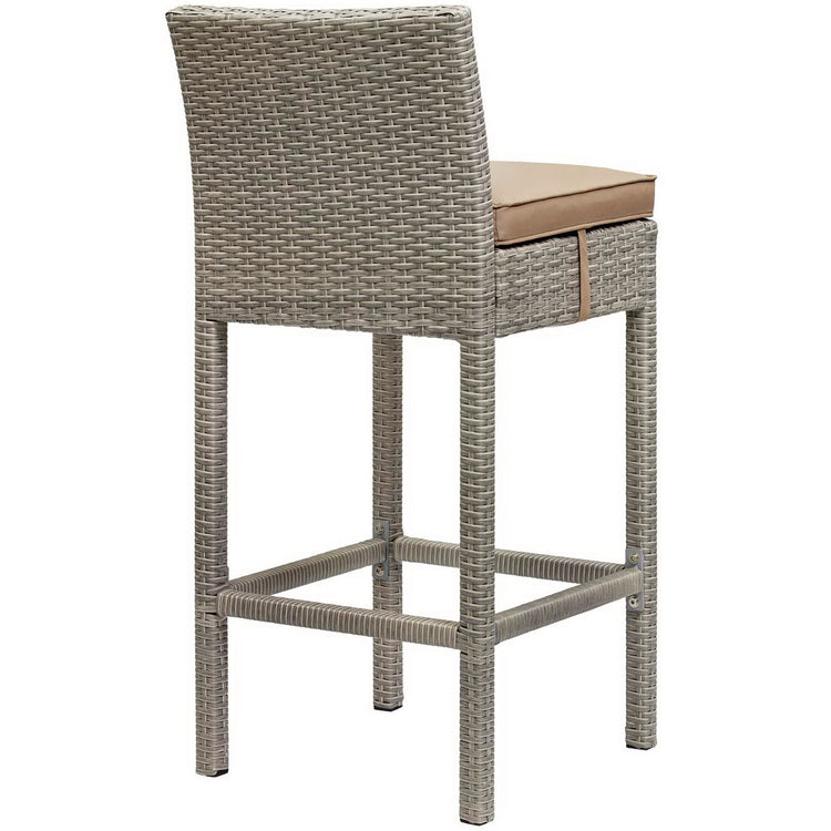 Conduit Outdoor Wicker Rattan Bar Stool - Light Gray Mocha