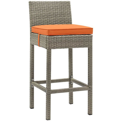 Conduit Outdoor Wicker Rattan Bar Stool - Light Gray Orange