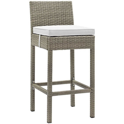 Conduit Outdoor Wicker Rattan Bar Stool - Light Gray White