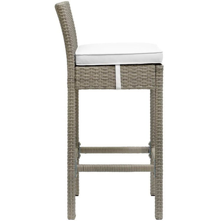 Conduit Outdoor Wicker Rattan Bar Stool - Light Gray White
