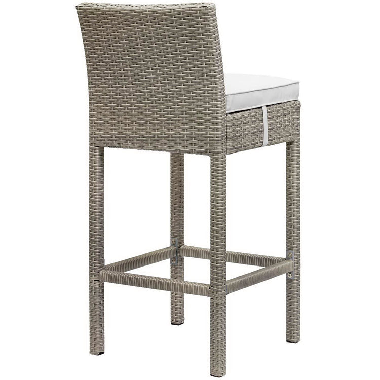 Conduit Outdoor Wicker Rattan Bar Stool - Light Gray White