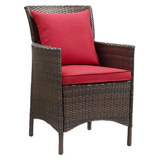 Conduit Outdoor Patio Wicker Rattan Dining Armchair - Brown Red