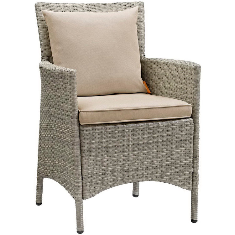 Conduit Outdoor Wicker Rattan Dining Armchair - Light Gray Beige