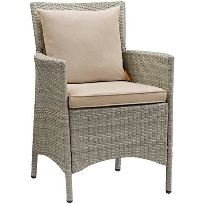 Conduit Outdoor Wicker Rattan Dining Armchair - Light Gray Beige