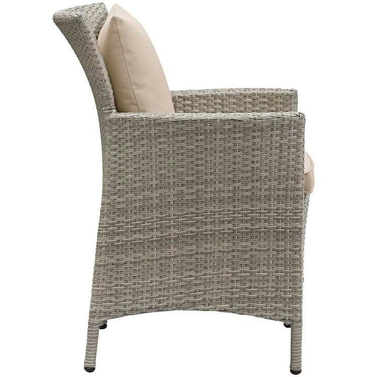 Conduit Outdoor Wicker Rattan Dining Armchair - Light Gray Beige