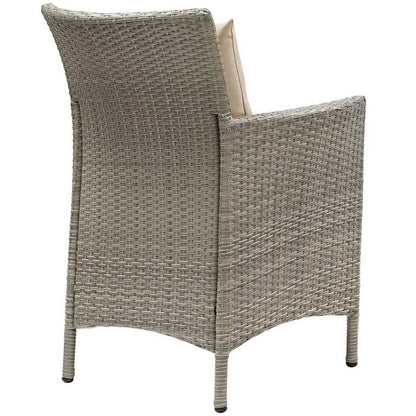 Conduit Outdoor Wicker Rattan Dining Armchair - Light Gray Beige