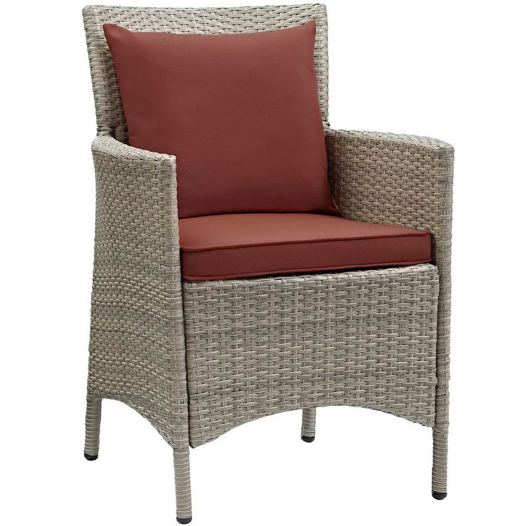 Conduit Outdoor Wicker Rattan Dining Armchair - Light Gray Currant