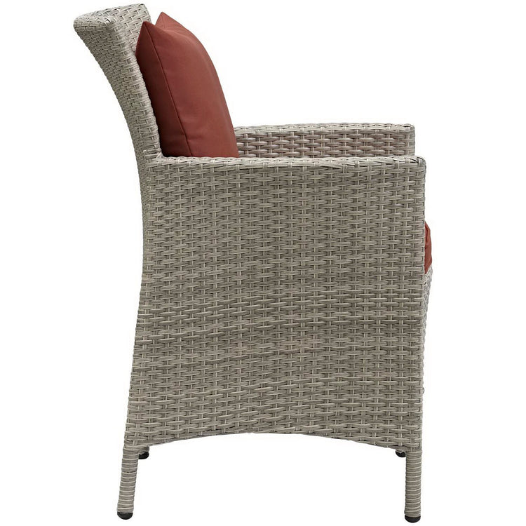 Conduit Outdoor Wicker Rattan Dining Armchair - Light Gray Currant