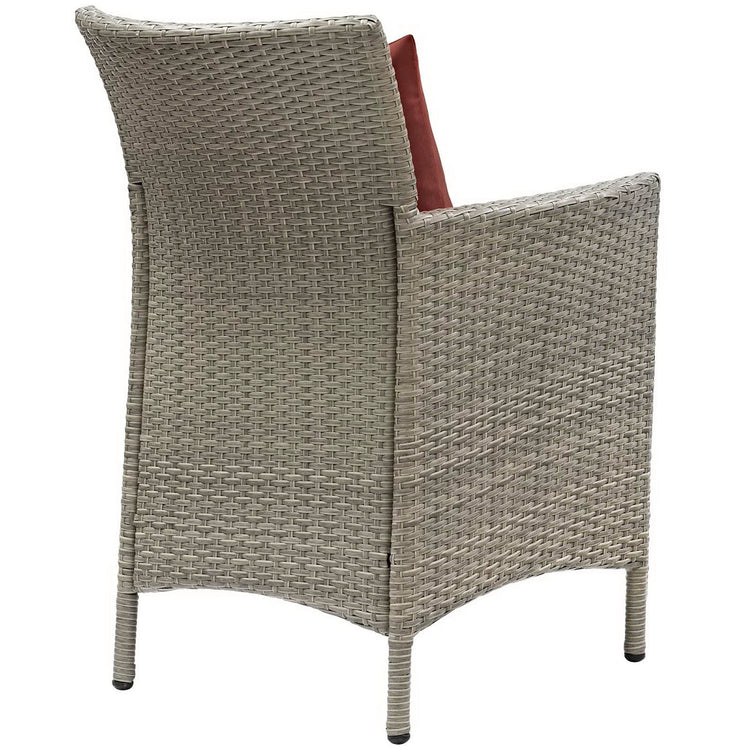 Conduit Outdoor Wicker Rattan Dining Armchair - Light Gray Currant