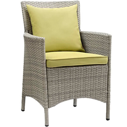 Conduit Outdoor Wicker Rattan Dining Armchair - Light Gray Peridot