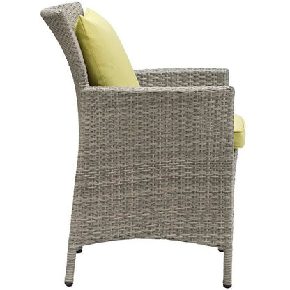 Conduit Outdoor Wicker Rattan Dining Armchair - Light Gray Peridot
