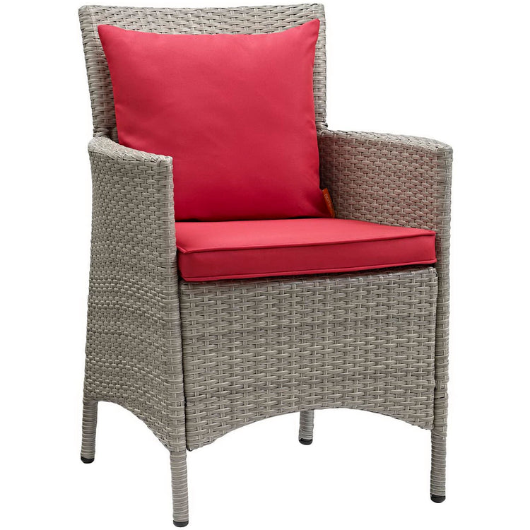 Conduit Outdoor Wicker Rattan Dining Armchair - Light Gray Red
