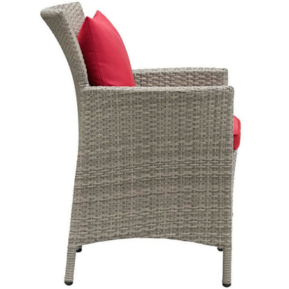Conduit Outdoor Wicker Rattan Dining Armchair - Light Gray Red