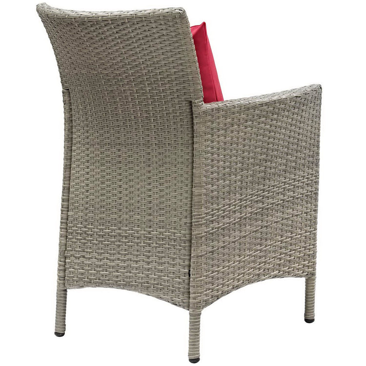 Conduit Outdoor Wicker Rattan Dining Armchair - Light Gray Red