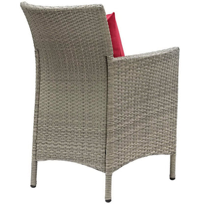 Conduit Outdoor Wicker Rattan Dining Armchair - Light Gray Red