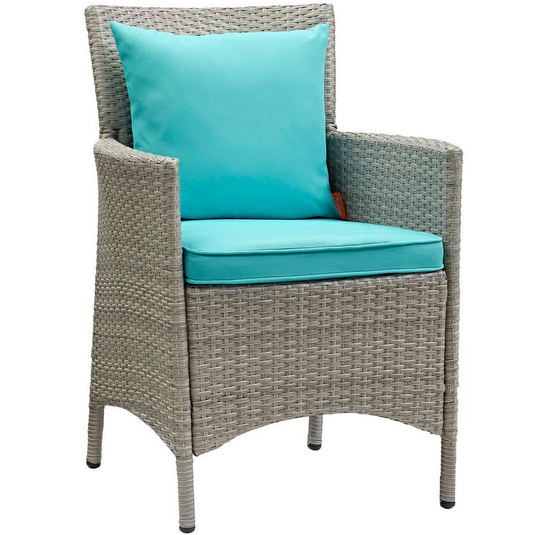 Conduit Outdoor Wicker Rattan Dining Armchair - Light Gray Turquoise
