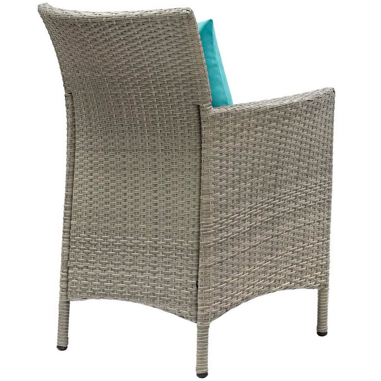 Conduit Outdoor Wicker Rattan Dining Armchair - Light Gray Turquoise