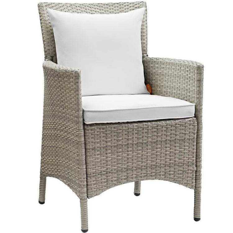 Conduit Outdoor Wicker Rattan Dining Armchair - Light Gray White
