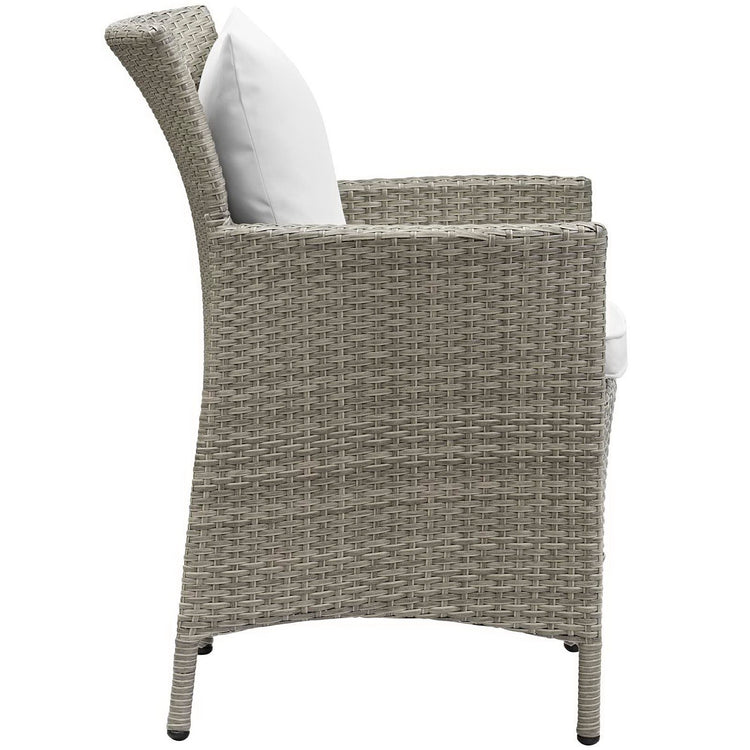 Conduit Outdoor Wicker Rattan Dining Armchair - Light Gray White