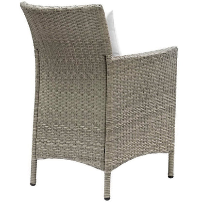Conduit Outdoor Wicker Rattan Dining Armchair - Light Gray White