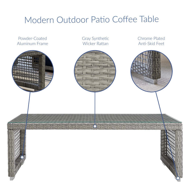 Aura Rattan Outdoor Patio Coffee Table - Default Title