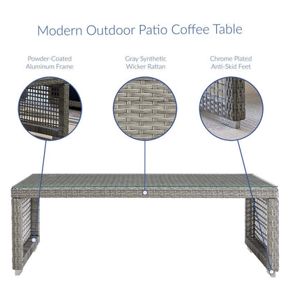 Aura Rattan Outdoor Patio Coffee Table - Default Title