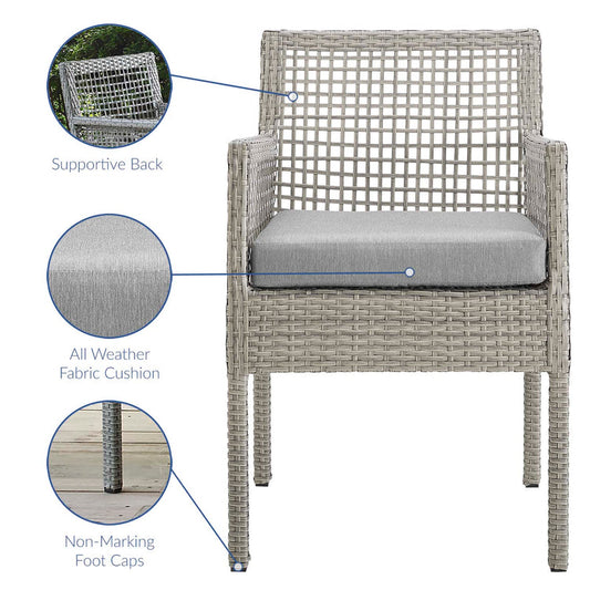 Aura Outdoor Patio Wicker Rattan Dining Armchair - Gray Gray