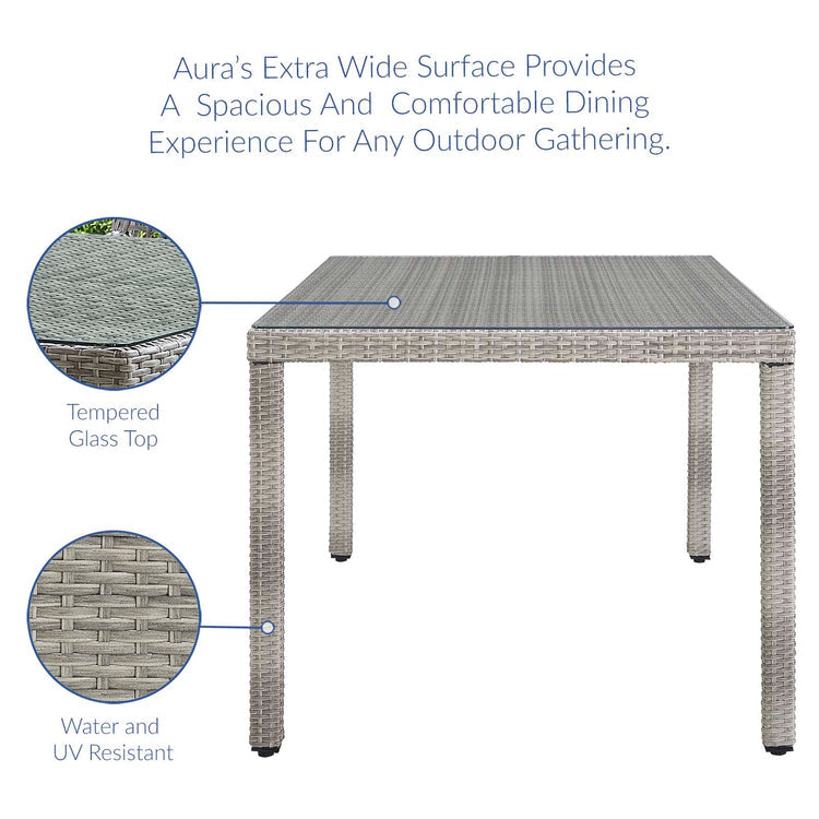 Aura 68" Outdoor Patio Wicker Rattan Dining Table - Default Title