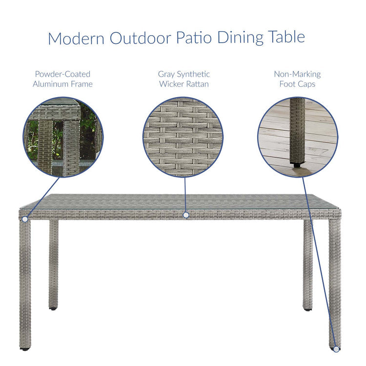Aura 68" Outdoor Patio Wicker Rattan Dining Table - Default Title