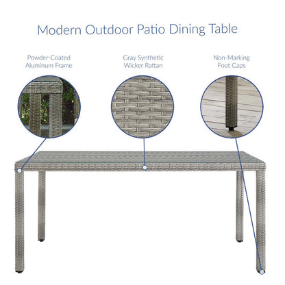 Aura 68" Outdoor Patio Wicker Rattan Dining Table - Default Title