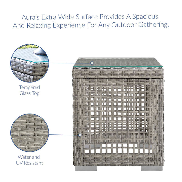 Aura Outdoor Patio Wicker Rattan Side Table - Default Title