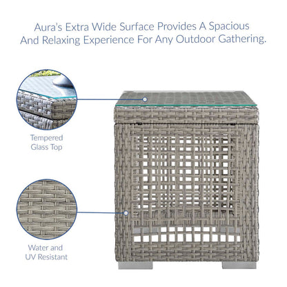 Aura Outdoor Patio Wicker Rattan Side Table - Default Title