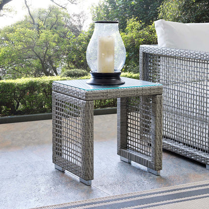 Aura Outdoor Patio Wicker Rattan Side Table - Default Title