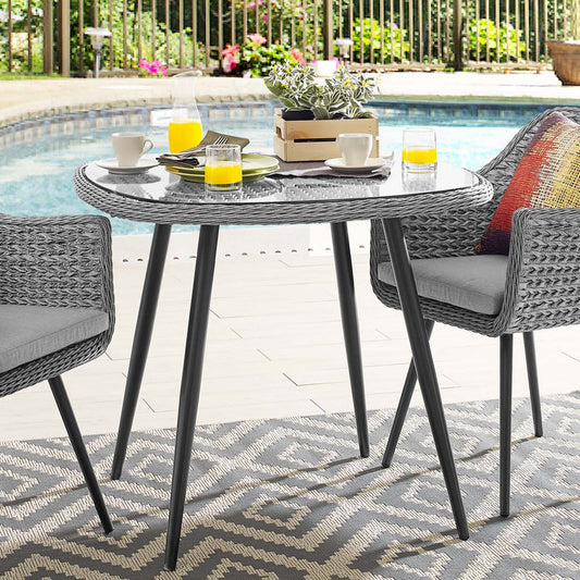 Endeavor 36" Outdoor Patio Wicker Rattan Dining Table - Default Title