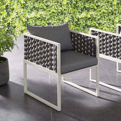 Stance Outdoor Patio Aluminum Dining Armchair - White Gray