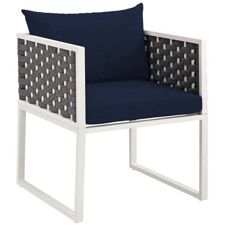 Stance Outdoor Patio Aluminum Dining Armchair - White Navy