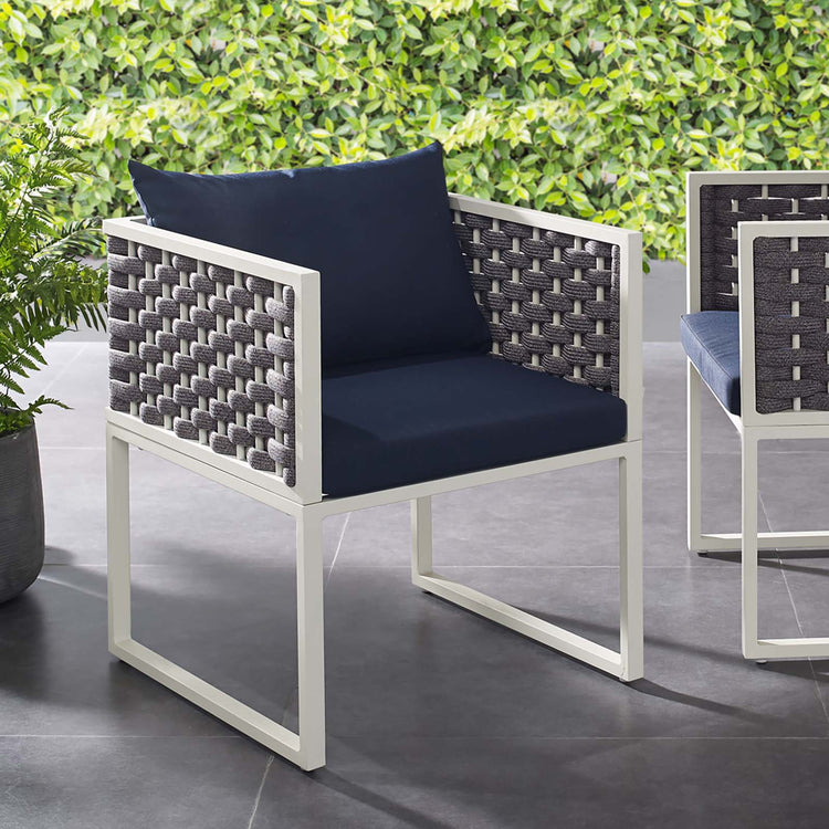 Stance Outdoor Patio Aluminum Dining Armchair - White Navy