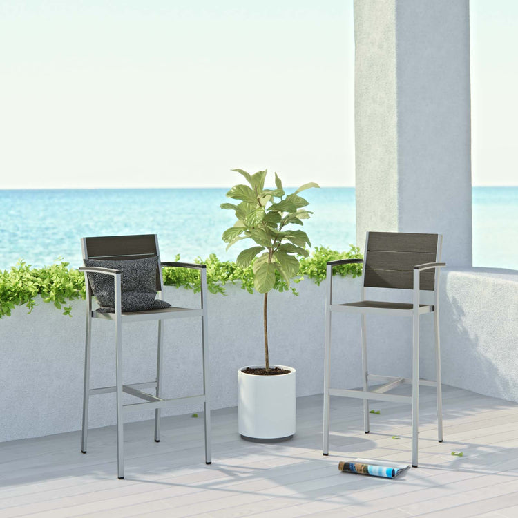 Shore Outdoor Patio Aluminum Bar Stool Set of 2 - Default Title