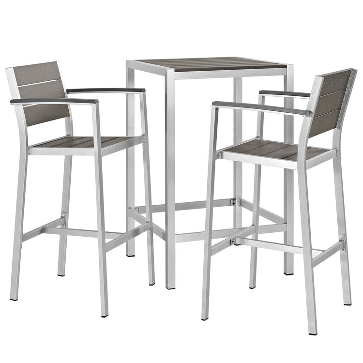 Shore 3 Piece Outdoor Patio Aluminum Pub Set - Default Title