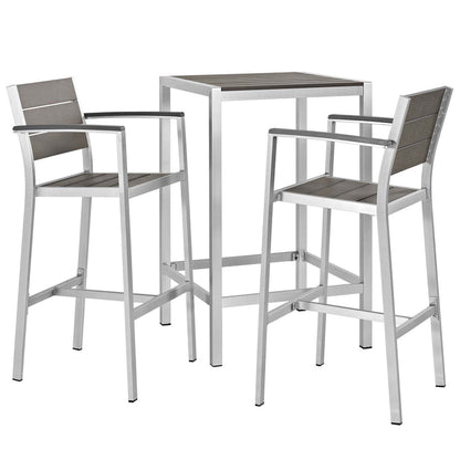 Shore 3 Piece Outdoor Patio Aluminum Pub Set - Default Title