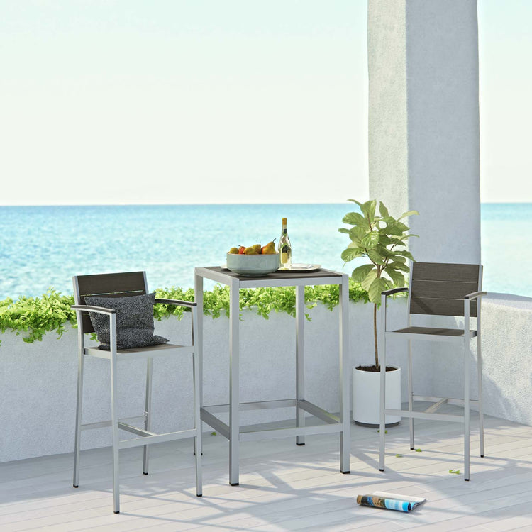Shore 3 Piece Outdoor Patio Aluminum Pub Set - Default Title