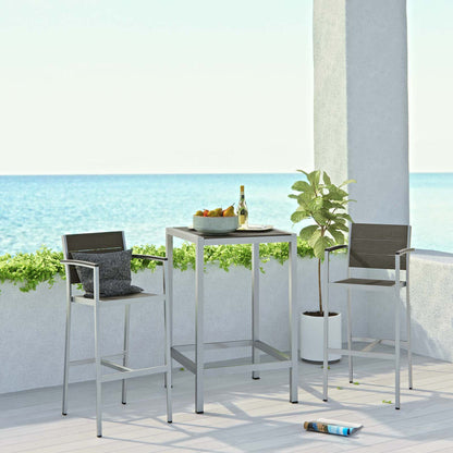 Shore 3 Piece Outdoor Patio Aluminum Pub Set - Default Title