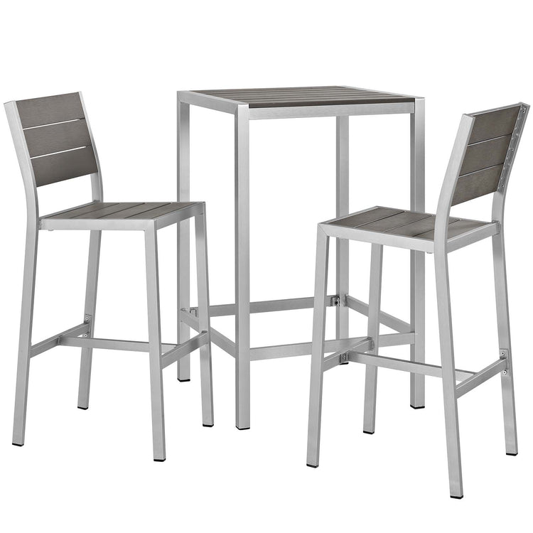 Shore 3 Piece Outdoor Patio Aluminum Pub Set - Default Title