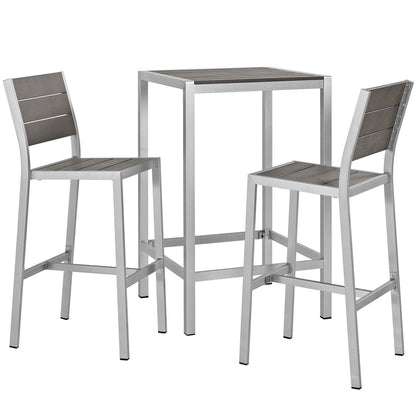 Shore 3 Piece Outdoor Patio Aluminum Pub Set - Default Title