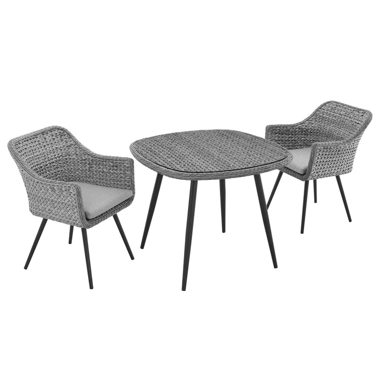 Endeavor 3 Piece Outdoor Patio Wicker Rattan Dining Set - Default Title