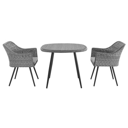 Endeavor 3 Piece Outdoor Patio Wicker Rattan Dining Set - Default Title