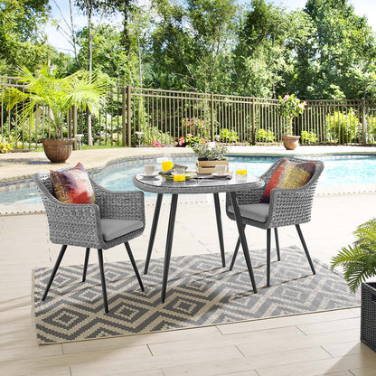 Endeavor 3 Piece Outdoor Patio Wicker Rattan Dining Set - Default Title