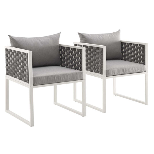 Stance Outdoor Patio Aluminum Dining Armchair Set of 2 - White Gray